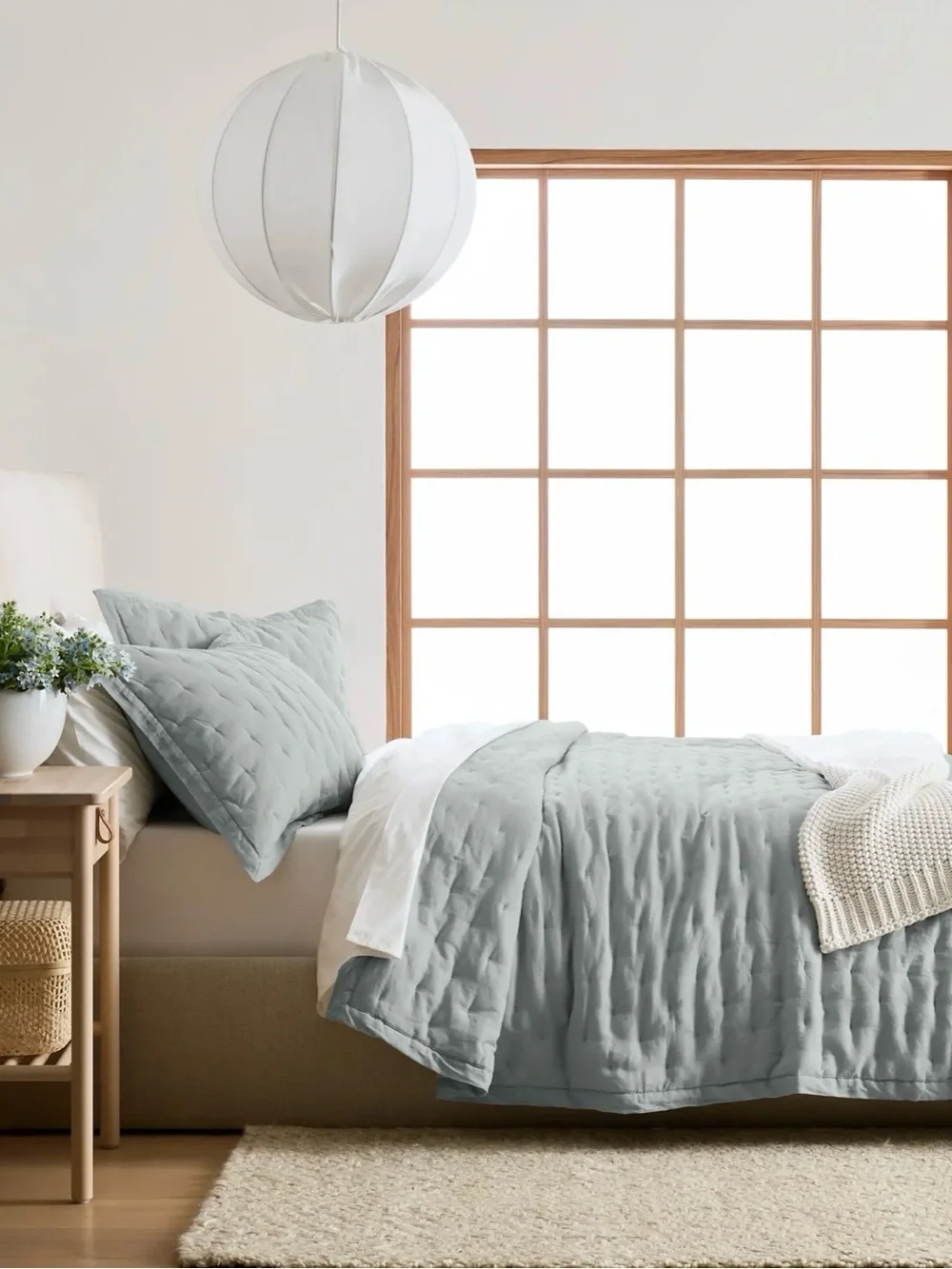 Quince European Linen Dream Quilt - King/Cali King - Color:Mist